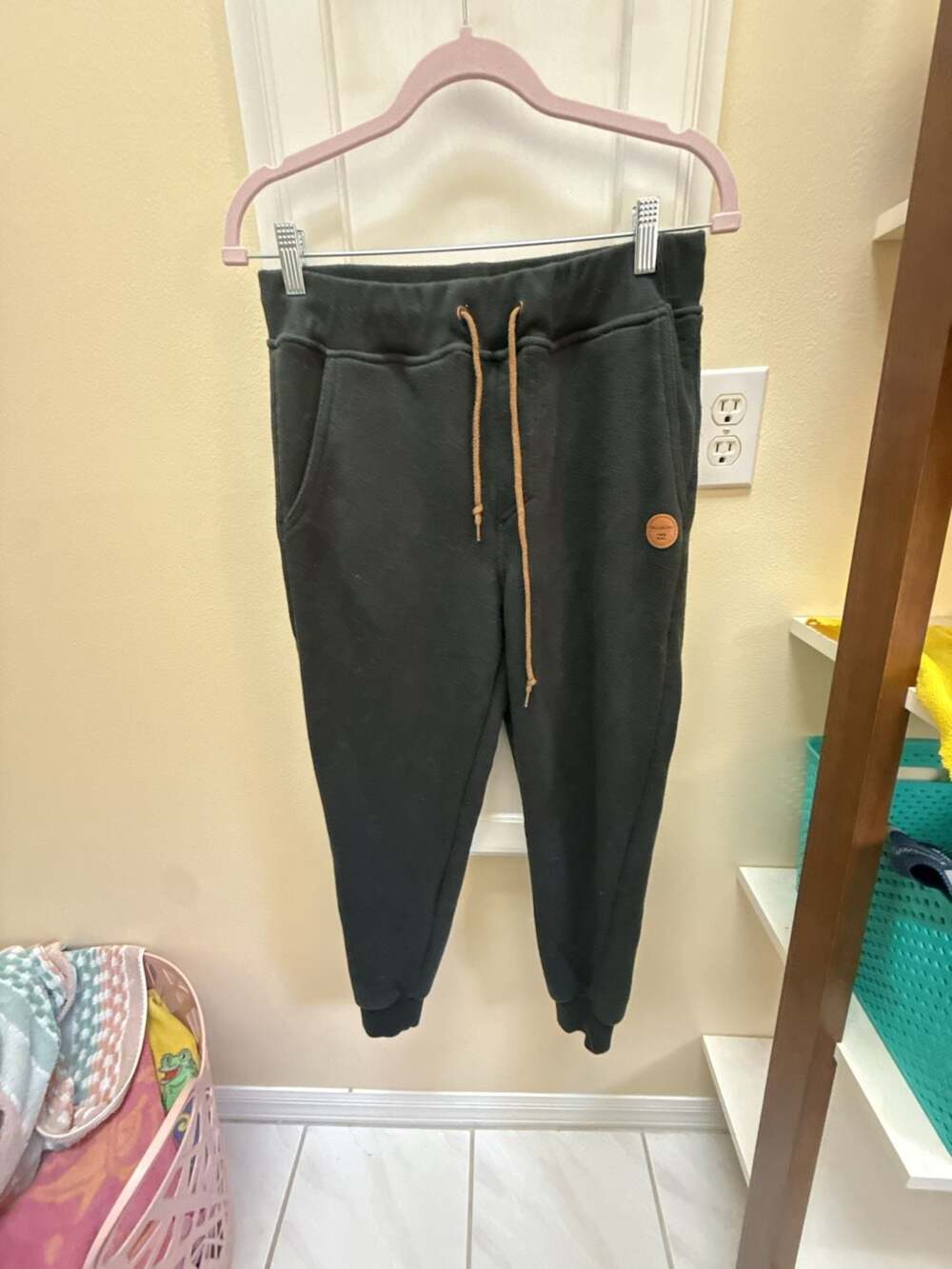 Billabong Fleece Jogger Sweatpants with Leather Logo Patch